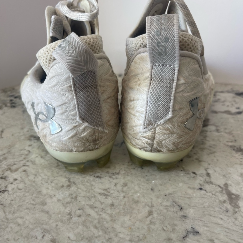 Under Armour Spotlight Clone 3.0 MC Mens Football Cleats White-Metallic Silver - Picture 4 of 6